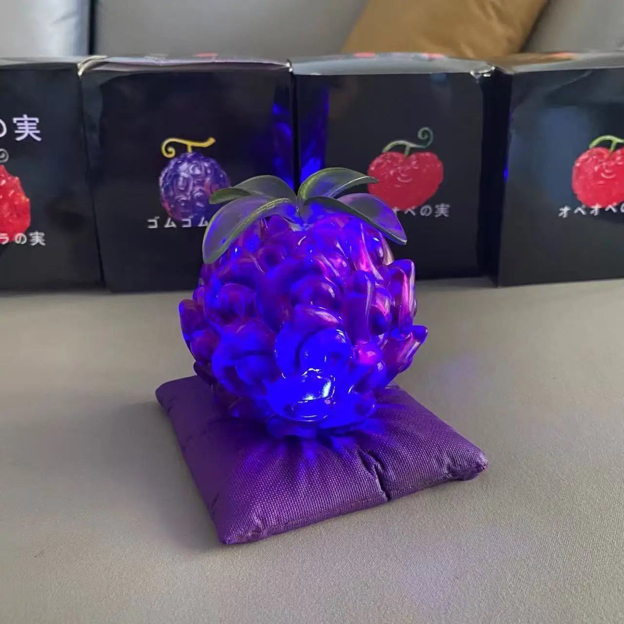 10cm Anime One piece Luffy Demon rubber Devil Fruit with LED Light lamp Figure statue model Home decor Ornaments toys kids gift