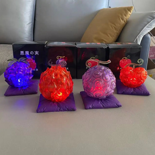 10cm Anime One piece Luffy Demon rubber Devil Fruit with LED Light lamp Figure statue model Home decor Ornaments toys kids gift