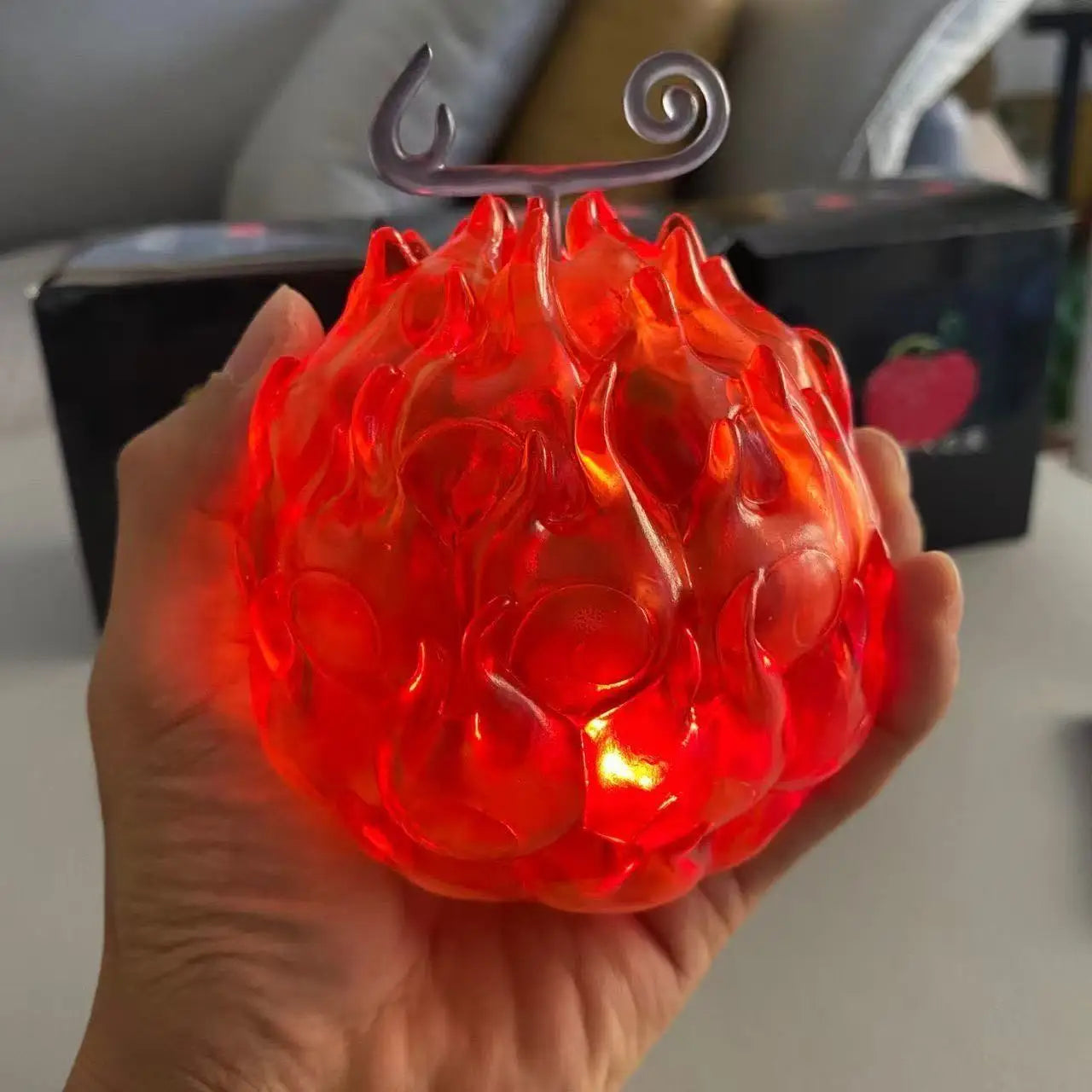 10cm Anime One piece Luffy Demon rubber Devil Fruit with LED Light lamp Figure statue model Home decor Ornaments toys kids gift