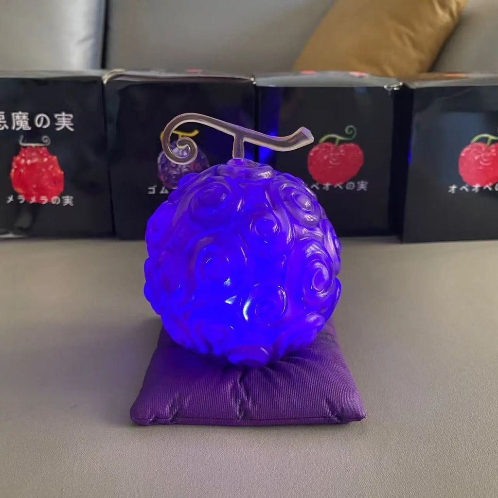 10cm Anime One piece Luffy Demon rubber Devil Fruit with LED Light lamp Figure statue model Home decor Ornaments toys kids gift
